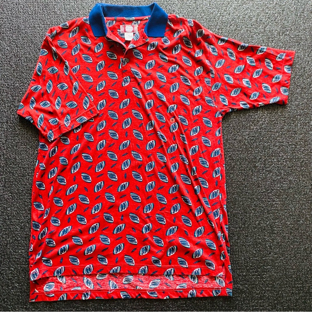 NWT VTG 90s/Y2K Chiamare Long Tail Red Polo Shirt Size Medium